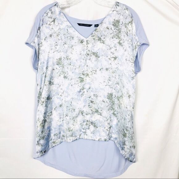 H by Halston Lavender High Low Short Sleeve Top - Picture 1 of 6